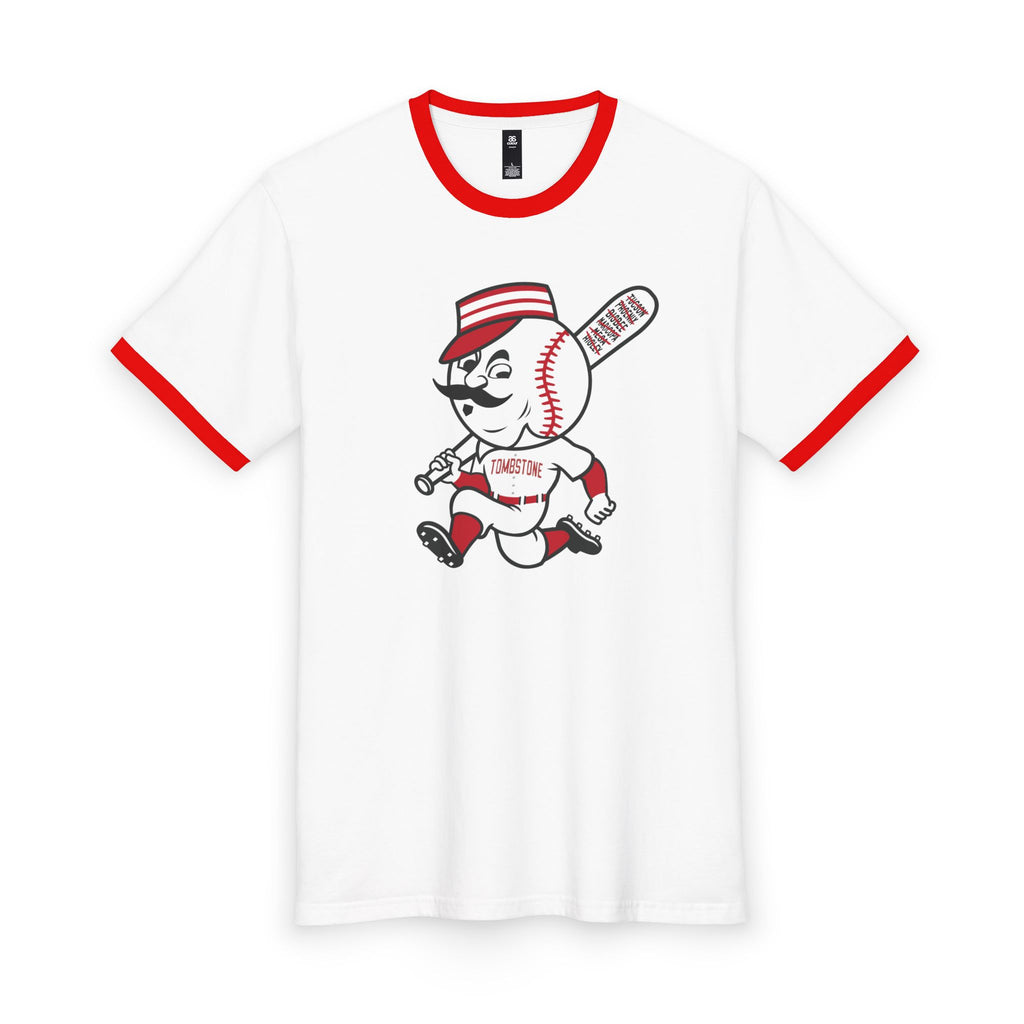 Tombstone Base Ball Huckleberry Mascot Men's Staple Ringer Tee