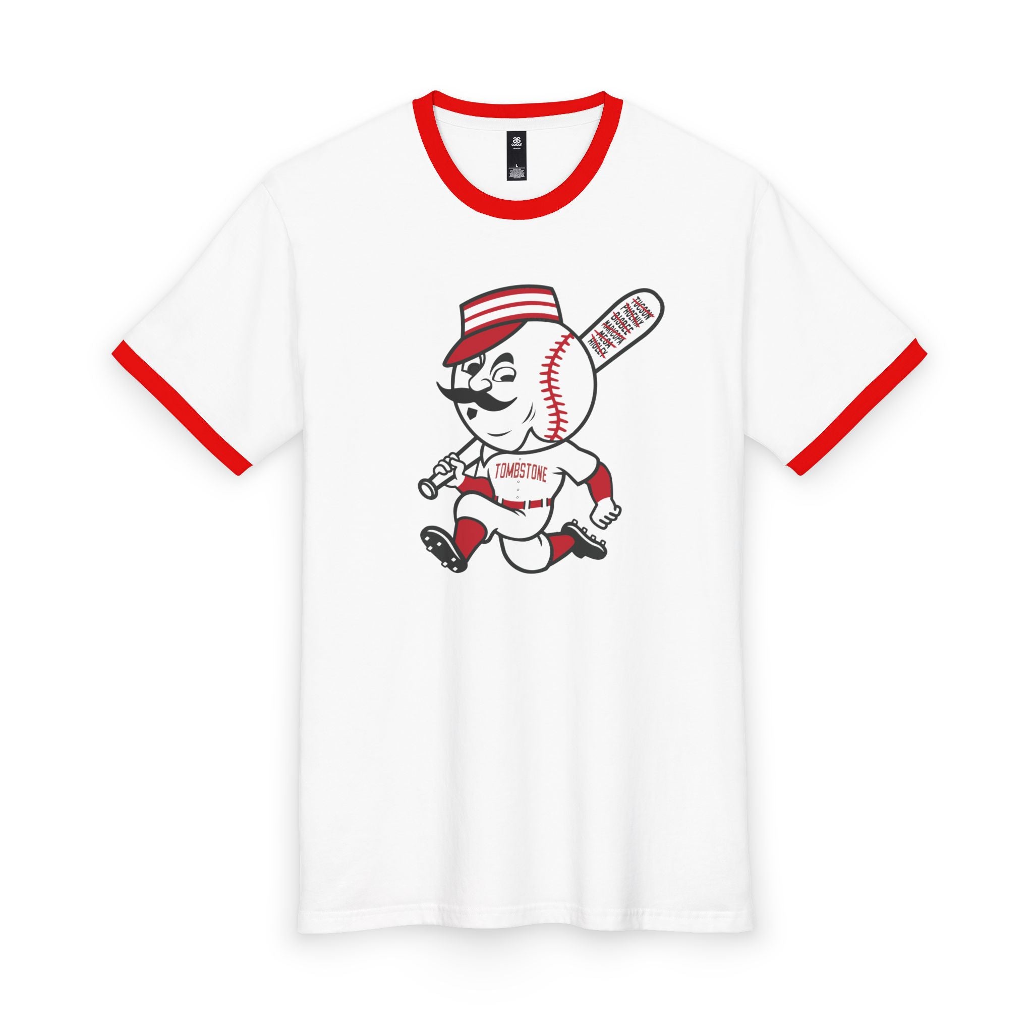 Tombstone Base Ball Huckleberry Mascot Men's Staple Ringer Tee