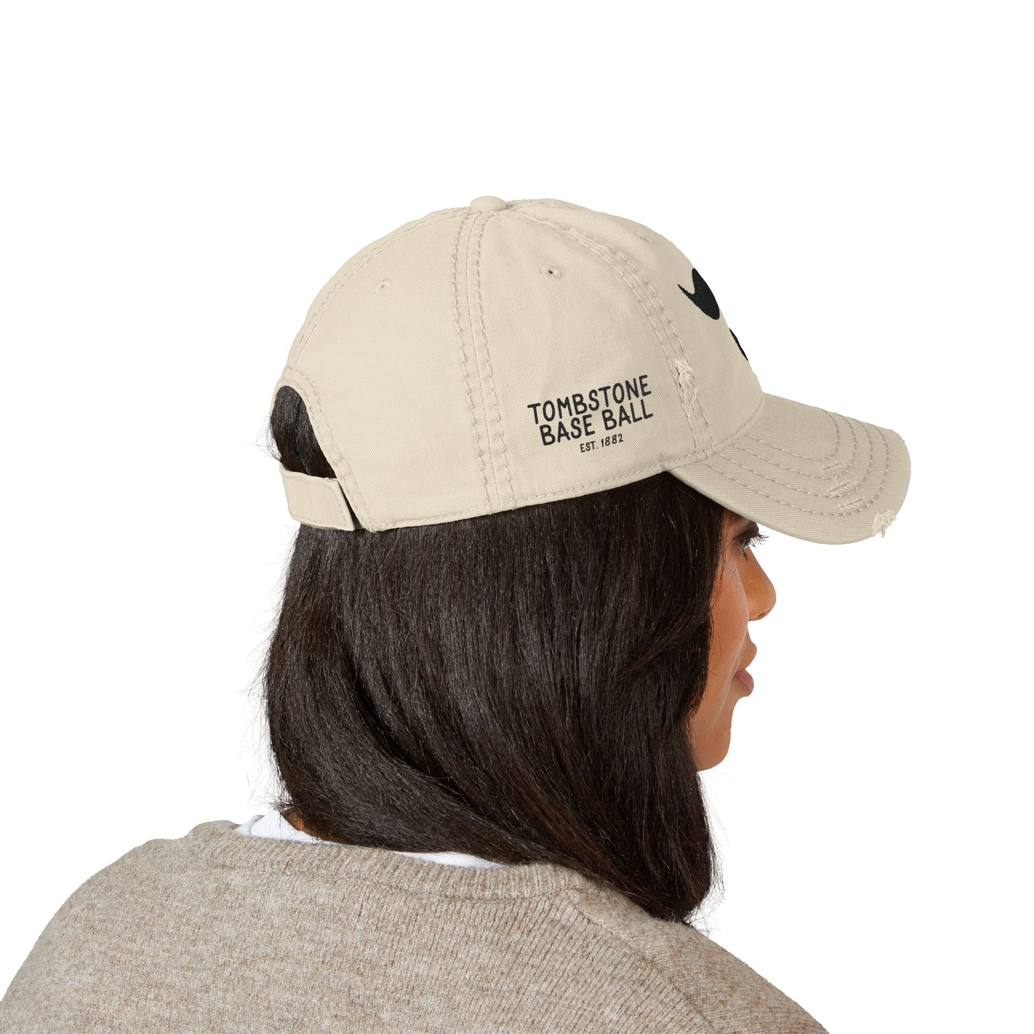 Tombstone Base Ball Doc  Embroidered Distressed Dad Hat
